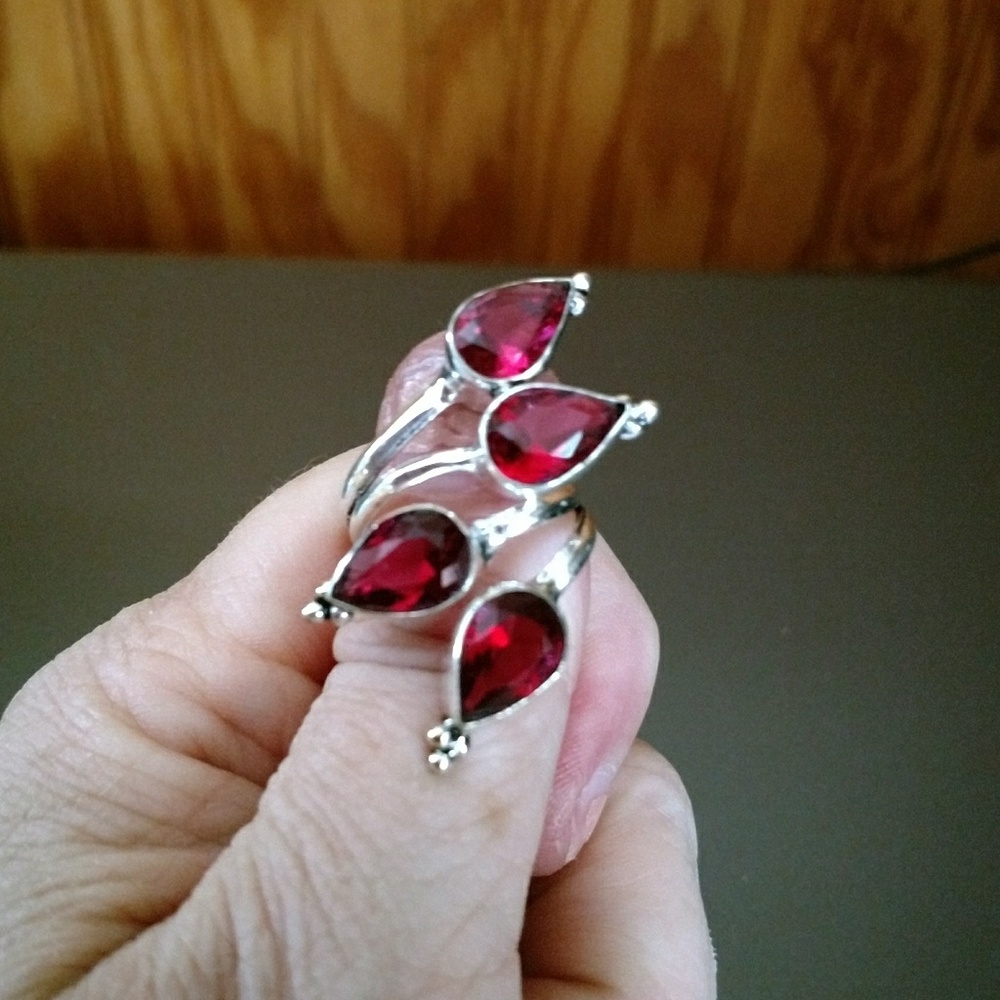 Faceted Pear Shape Red Stone Statement Ring